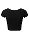 Doublju Short Sleeve Cotton Blend Solid & Printed Crop Top