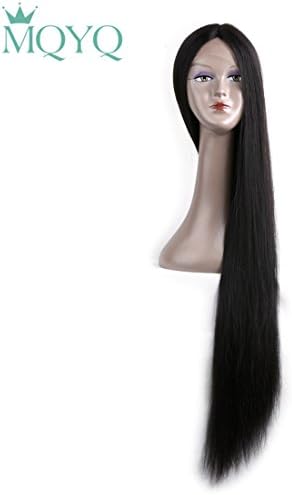 MQYQ Hair Straight Brazilian Human Hair Wigs Long Silk Straight 36inch Lace Front Wigs Natural Color Middle Part Lace Wig For Black Women 130% Density