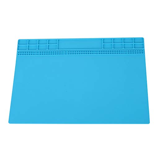 Zerone 350 mm x 250 mm Large Soldering Mat, Antistatic Silicone Pad, 500 °C, Heat Insulation Workstation Pad for BGA Soldering Iron, Electronics, PC, Smartphones, Maintenance Platform (Light Blue)