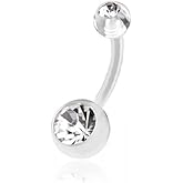Pierced Owl 14GA Bioflex Acrylic Round CZ Crystal Belly Button Ring