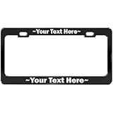 Personalized Custom Made BLACK Arial Metal License Plate Frame