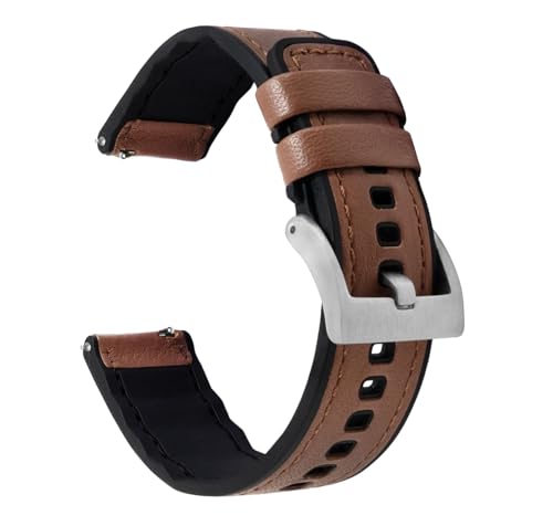BARTON WATCH BANDS with Integrated quick release spring bars - Hybrid Silicone - Cordura Fabric, Water-Resistant Leather and Silicone Hybrid Watch Bands - Choice of Color & Width (18mm, 20mm, 22mm)