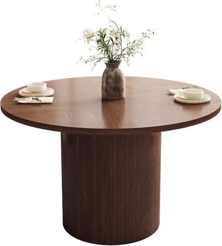 PHOYAL Round Dining Table, 47 Inch Dining Table Kitchen Table Small Dinner Table Farmhouse Kitchen Dinning Table for Kitchen Living Room Walnut Color (Chairs not Included)