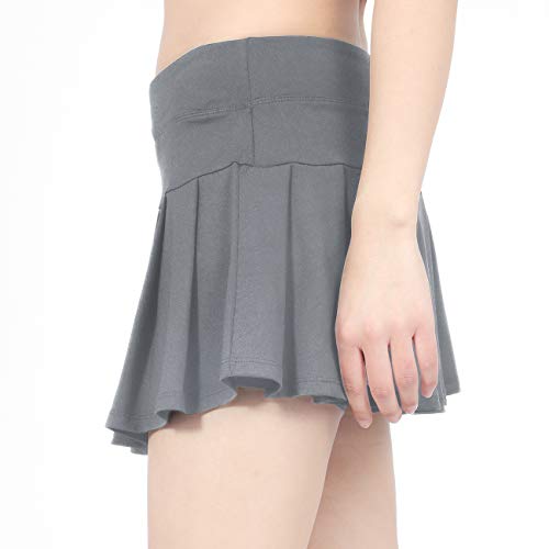 DOMICARE Women High Waist Pleated Tennis Golf Skorts with Pockets, Active Athletic Lightweight Skirts for Running Workout, M, Grey - Thumbnail 3