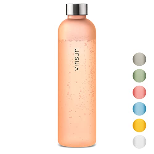 VINSUN Water Bottle 1L Orange, Leak-proof Water Flask - BPA free, Reusable, Tritan - Drinks Bottle for Sports, Gym, Travel, School, Cycling, Running, Work