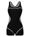 ReliBeauty Women's Boy-Leg One Piece Swimsuit, Black-1, S 2-4