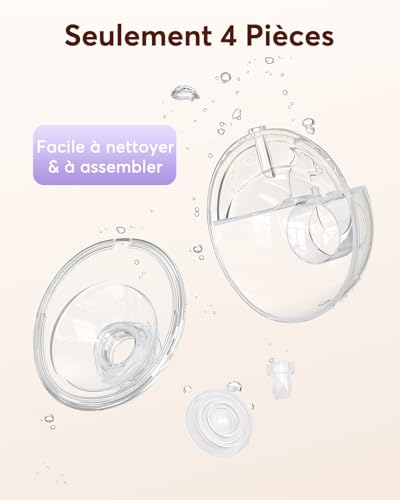 Haokoo K9 Portable Hands Free Electric Breast Pump with Dust-Proof Cap, Silent and Leak-Proof, Powerful Suction, 4 Modes 12 Levels, Nipples 17/19/21/24/27 mm (1 Unit)
