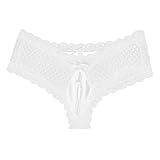 YiZYiF Sissy Pouch Men's Lingerie Floral Lace Bikini Briefs Criss Cross Jockstraps Panty White X-Large
