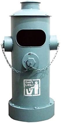 Garbage Bin Outdoor Trash Can Industrial Wind Pedal Trash Bin Wrought Iron Decoration Bar Restaurant with Lid Waste Bin Trash can (Color : Blue)