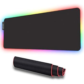 LUXCOMS RGB Soft Gaming Mouse Pad Large, Oversized Glowing Led Extended Mousepad ，Non-Slip Rubber Base Computer Keyboard Pad Mat，31.5X 11.8in