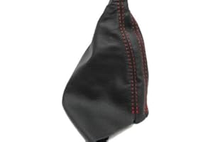 KAR DESIGNERS Fits 2008-2016 Subaru Impreza WRX STI Real Black Leather E-Brake Boot with Red stitching. (Skin Only)