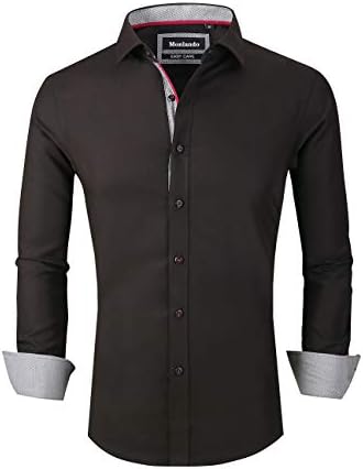 Monlando Mens Dress Shirts Wrinkle Free Regular Fit Bamboo Fiber Elastic Shirt