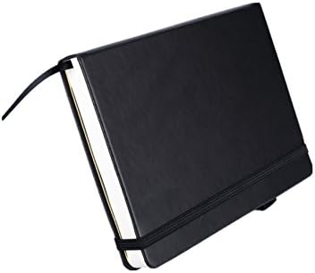 ROF Blank Journal Notebook Sketchbook,A5 Size:5.3''×8.3'' 80gsm Quality Paper Lay-Flat 240Pages Plain Black Notepad,Sturdy Binding Cool Inner Pocket Design and Pen Holder
