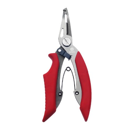 Mustad Braid Cutter/Split Ring Pliers, Red, 5-Inch