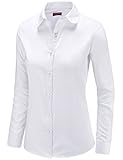 Dioufond Womens Oxford Long Sleeve Button Down Shirts Casual Office Work Wear