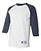 Champion Men's Raglan Baseball T-Shirt, White/Navy, X-Large