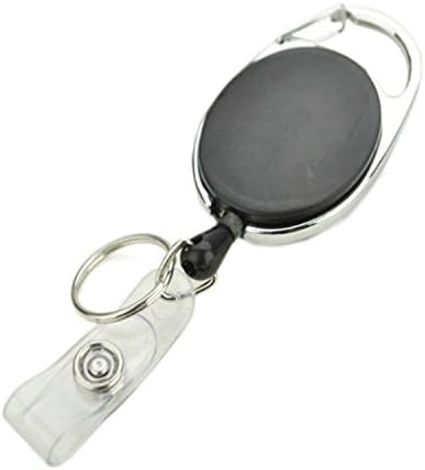 lotusflowert 1 Pack Card/Badge Reel, BLACK, 30'' Retractable Nylon Cord, Carabiner Style