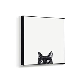 Framed Canvas Wall Art for Living Room, Bedroom Curious Dog and Cat Canvas Prints for Home Decoration Ready to Hanging - 16x16 inches