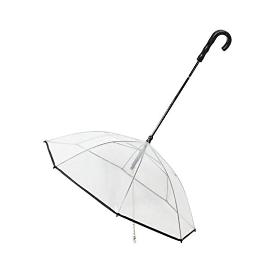 Dog Assembly Umbrella Cap Transparent Pet Towline Hat Puppy Towrope Walk Dog Parasol Leash Rain Bumbershoot