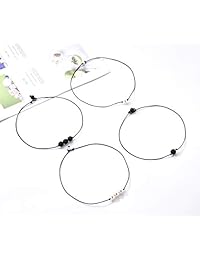 Anlsen 10 Pieces Single Pearl Choker Necklaces for Women Girls Shell Necklace 3 Bead Necklace Single Turquoise Lava Stone Handmade Choker Jewelry Set Adjustable