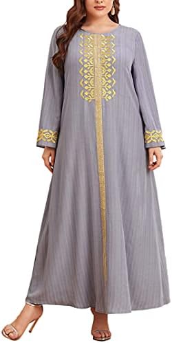 Muslim Maxi Dress Women's Embroidery Long-Sleeved Folds Retro National Style  Gray Ethnic Skirt Urban Casual Clothing price in UAE | Amazon UAE | kanbkam