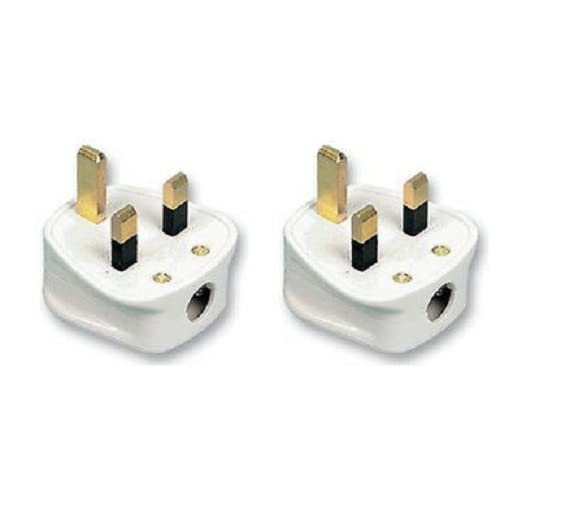 Mr Gadget's Solutions Standard UK Fused 13A White Mains 3 Pin Household Plugs- 2 Pack