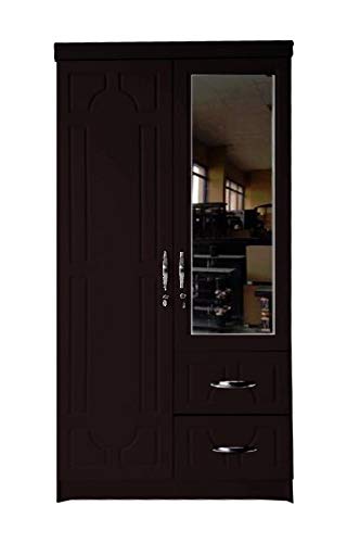 Galaxy Design 90x190x55 cm 2 Door Wooden Wardrobe Cabinet with Drawers & Mirror Chocolate Color GBFCH-622C