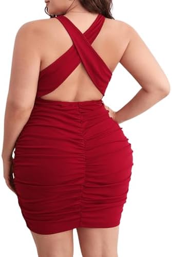 plus red ruched cut out bodycon dress Women's Plus Red Ruched Cut Out Bodycon Dress