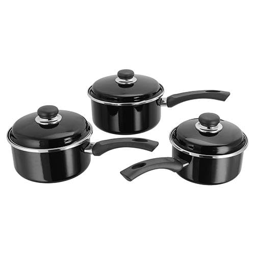 Judge Induction 3 Piece Saucepan Set Non-Stick Black