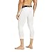 COOLOMG Youth Boys Compression Pants 3/4 Basketball Leggings Baselayer White S
