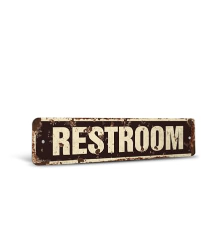 RESTROOM Vintage Style Rustic Street Sign – SIGN Bathroom Powder Room Latrine R…