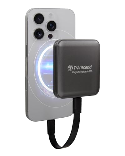 Transcend 2TB Magnetic Portable ESD420 External SSD, Up to 2000MB/s, Supports Apple 4K ProRes HDR Record, MagSafe, iPhone15,16,17/iPad/Mac/Tablets/Windows/Android, USB 3.2 Gen2x2 20Gbps USB-C