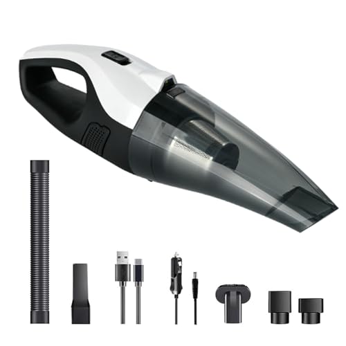 Dual-Power Car Vacuum Cleaner (Cordless Battery + 12V Car Cord), 8000Pa Strong Suction, Portable Handheld Vacuum with LED Light, Type-C Charging, Wet & Dry Mini Duster for Car Interior, Home&Pet Hair