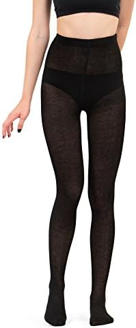 Zallies Girls Sweater Knit Cotton Blend Footed Tights, 12-14, Black