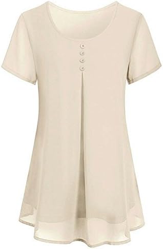 Hawa eye Elegant Blouses for Women, Ladies Boat Neck Loose Drape Chiffon Shirts Misses Casual Wear Lightweight Airy Tiered Crepe Blouse Beige Medium