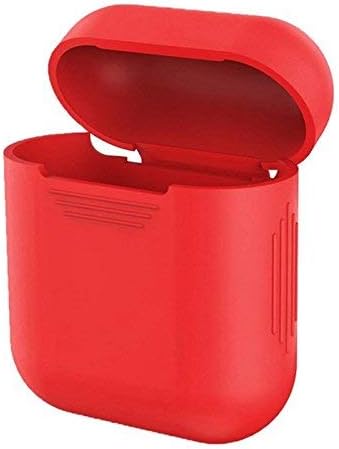 TECHONTO Airpod Cover Case Rubber Sillicon Shock Proof Protective Case for Apple AirPods Wireless Headphone-Red
