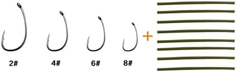 Mimilure Carp Fishing Hair Rigs High Carbon Steel Carp Boilies Bait Hook with 8 pcs Rubbers Tubes. Carp Fishing Accessories