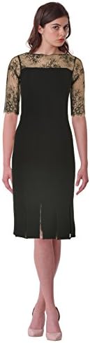 Teri Jon Illusion Lace Bodice Flapper Hem Sheath Cocktail Evening Dress