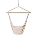POPCLEAR Hammock Chair Hanging Rope Swing, 330 Pound Capacity, Hanging Chair with Cotton Rope for Indoor, Outdoor, Home, Patio, Deck, Yard, Garden,2 Seat Cushions Included with Hanging Kit (Beige)