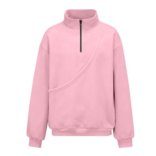 JOASDAO Half Zip Pet Pouch Sweatshirts Women Autumn Winter Long Sleeve Quarter Zip Warm Cosy Lightweight Fleece Jumper Cute Cat Dog Puppy Holder Sweater Pullover Tops Sky Blue