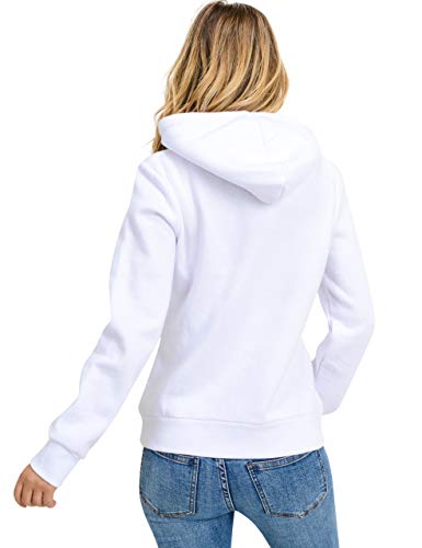 esstive Women's Basic Fleece Pullover Hooded Sweatshirt, White, X-Small