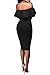 Wonderoy Women's Ruffles Off Shoulder Fitted Club Party Cocktail Bodycon Midi Dress XL Black