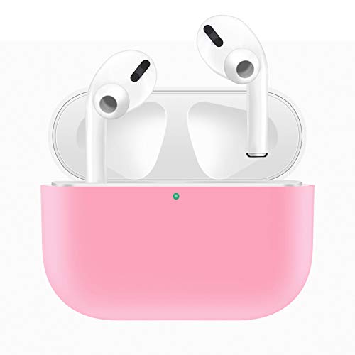 HATALKIN Case Compatible with Airpods Pro Case Premium Silicone Airpod Pro Case Protective Cover for Airpods Pro/Airpods 3 (Front LED Visible) (Won't Affect Wireless Charging) (White-Pink)