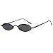 Armear Vintage Oval Sunglasses Small Narrow Round Metal Frame Hippie Glasses Black