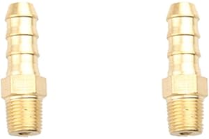 2PCS Brass Hose Barb Fitting Coupler/Connector 3/8" Male Barb to 1/8" NPT Pipe Male Thread
