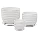 Set of 3 Small to Medium Sized Round Modern Ceramic Garden Flower Pots, White primary