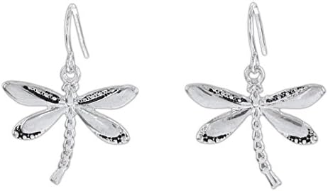 Periwinkle Silver-Tone Dragonfly Dangle Earrings