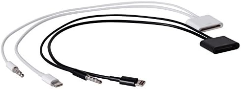 iPhone Adaptor Converter [Set of 2] with Audio Connector Cable Black and White iPhone / iPad / iPad Mini / iPod