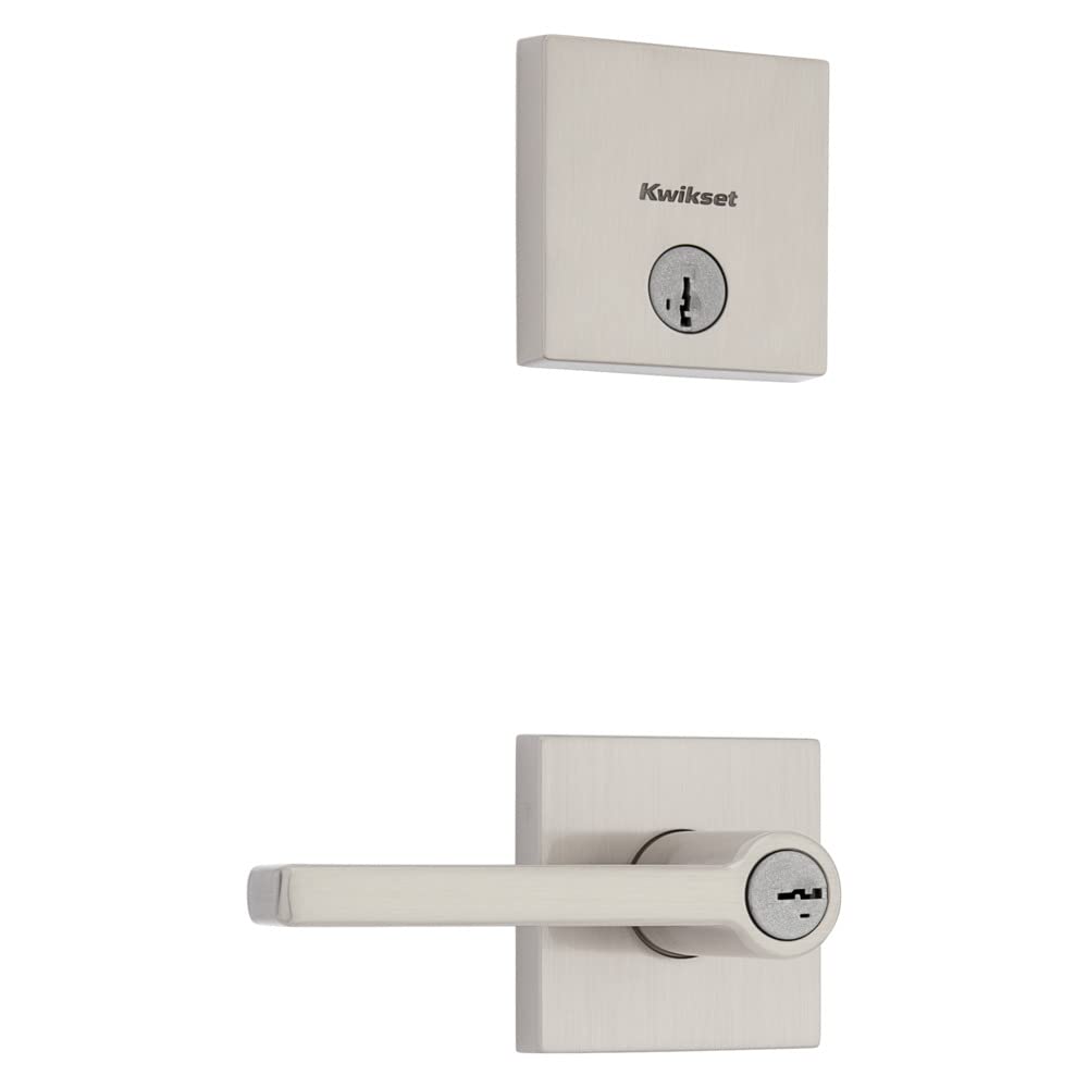 Photo 1 of Kwikset 991 Halifax Keyed Entry Lever and Single Cylinder Deadbolt Combo Pack Featuring SmartKey and Microban in Satin Nickel