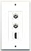 RiteAV - 1 Port HDMI 2 Port Coax Cable TV- F-Type Decorative Wall Plate - White